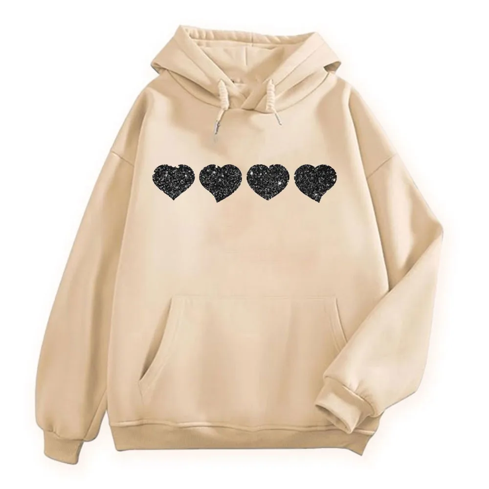 

Glitter Heart Long Sleeve Hoodie Women's Valentines Day Pullover Unisex Sportswear Novelty Trending Clothes New in Tracksuit