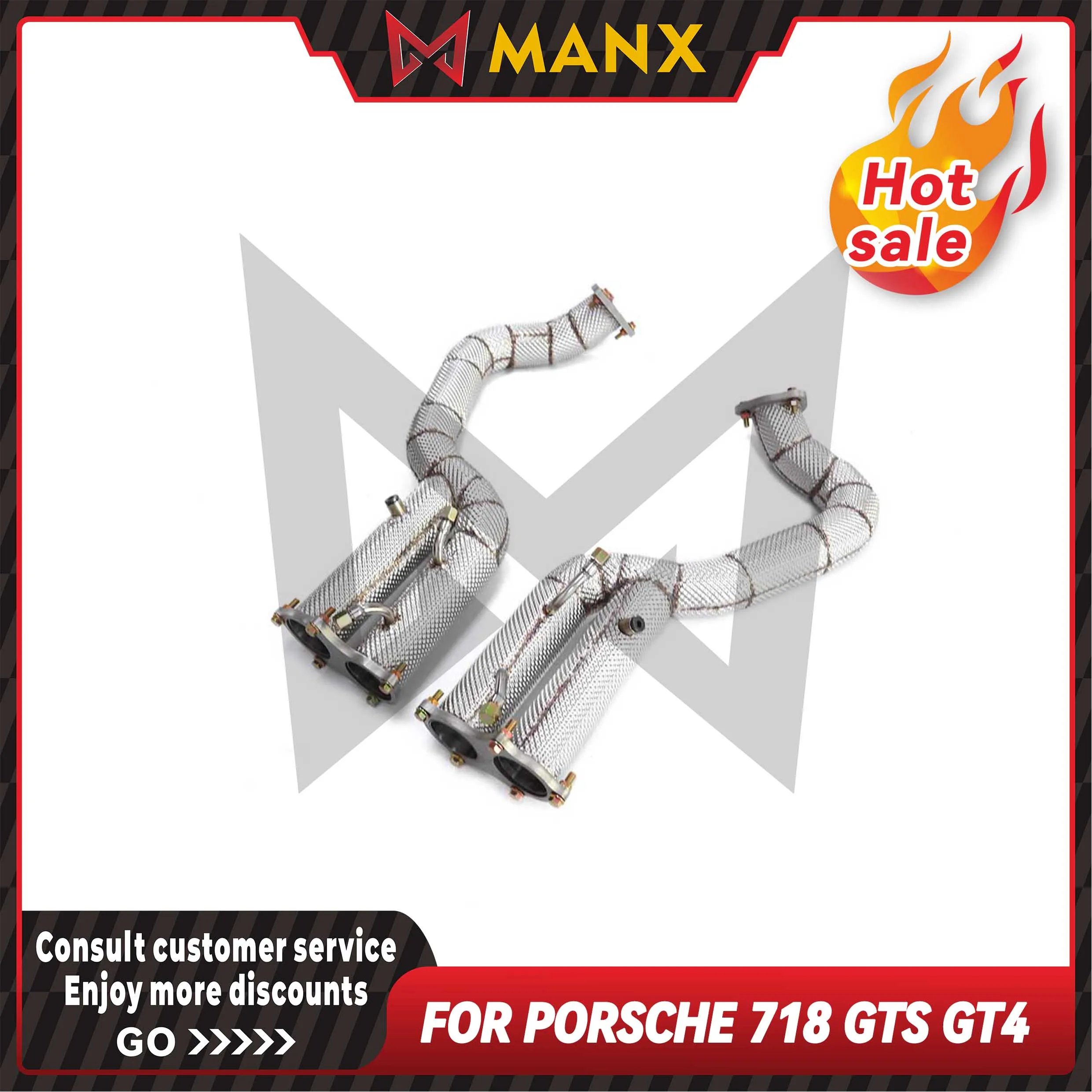 

MANX Car Exhaust system for Porsche 718 GTS GT4 Catalyzed Downpipe Catless Downpipe Stainless steels Performance exhaust pipe