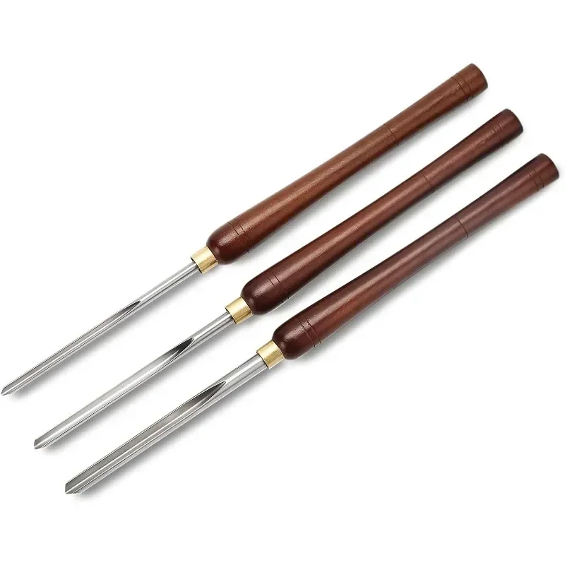 

3 Pieces 22.5” Wood Lathe Bowl Turning Tools, 1/4 Flute, 3/8 Flute, and 1/2 Flute, Beech Handles and Brass Ferrules