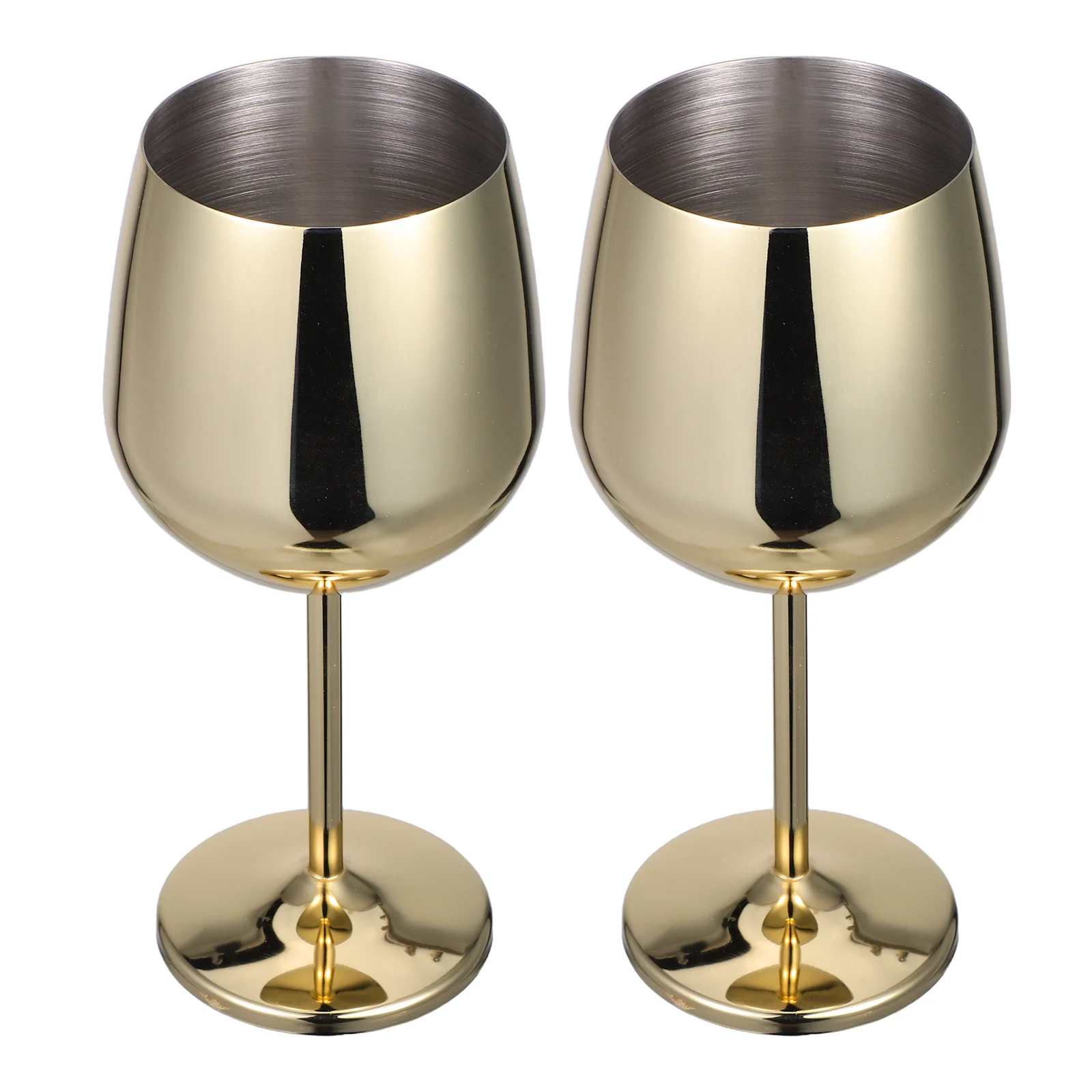 

2Pcs Gold Metal Wine Glasses 500Ml Premium Stemmed Stainless Steel Drinkware for Picnic Poolside Party Portable Elegant Goblets