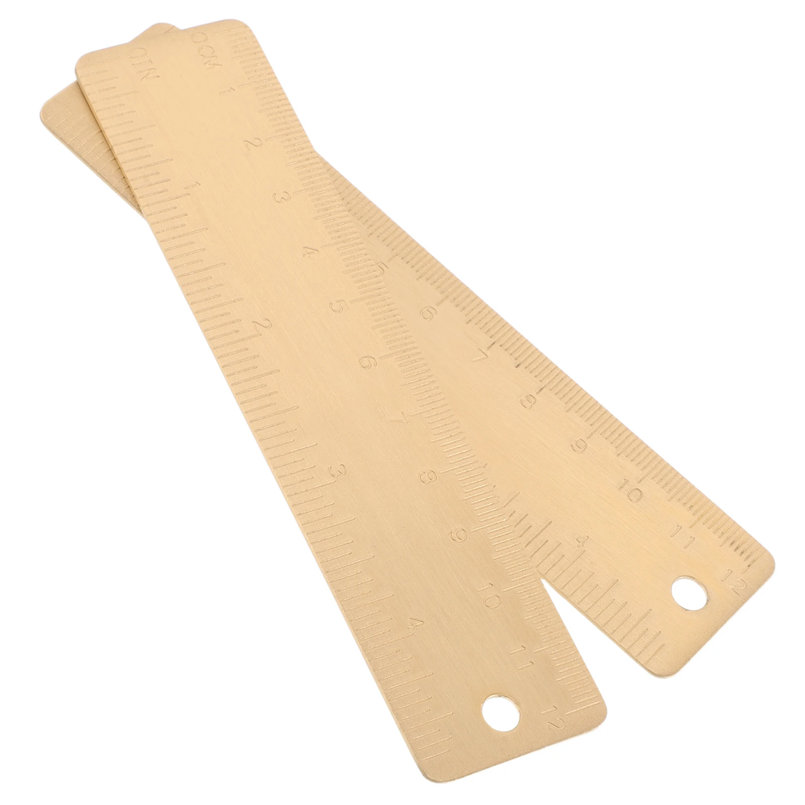 

2pcs Mini 12cm Brass Ruler Compact Lightweight Portable Outdoor Sketching Drawing Precision Scale Markings Metal Measuring Tool