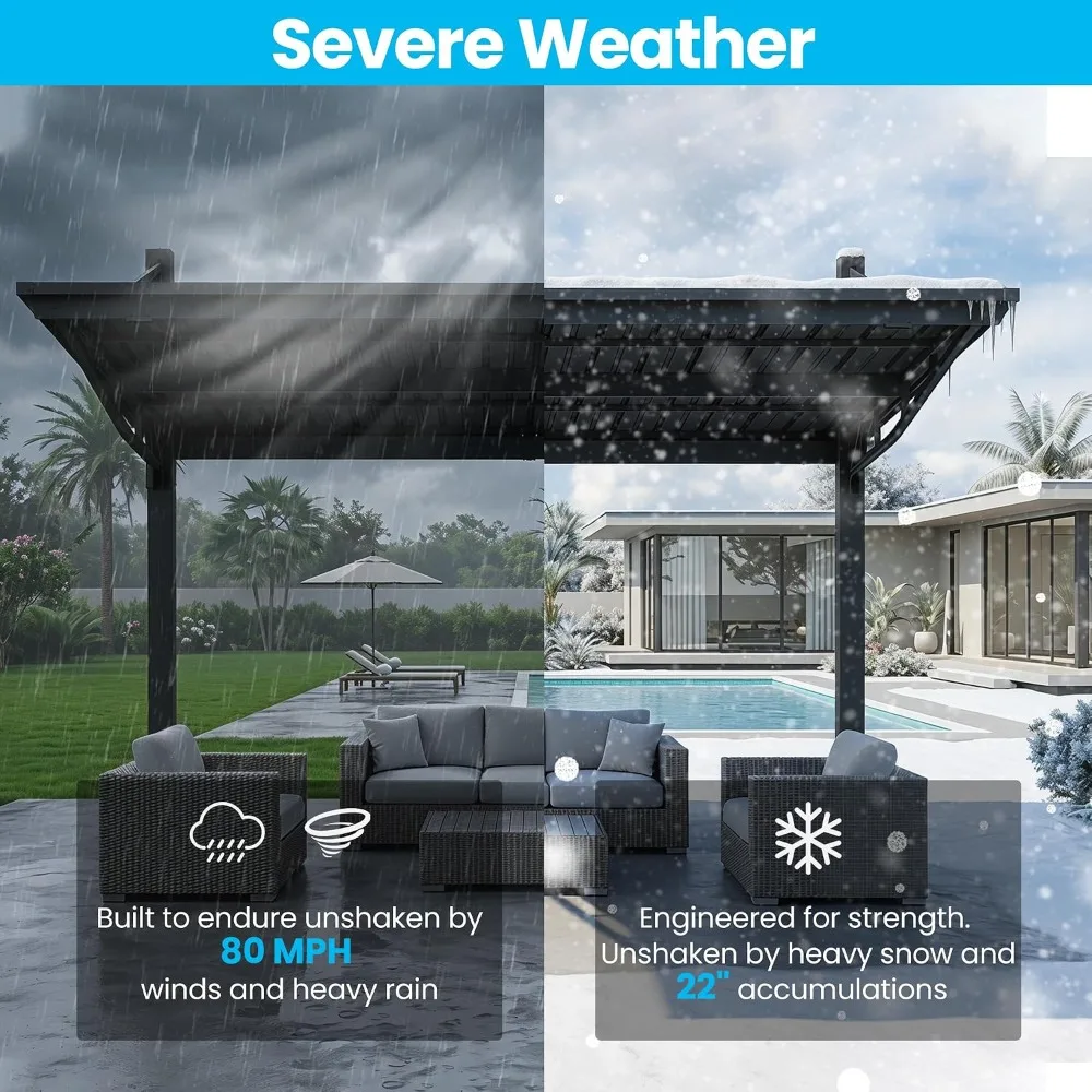 Outdoor Gazebo  Hard Top Metal Gazebo, Freestanding Shelter Pergolas with Galvanized Steel Roof, Heavy Duty Patio view 6