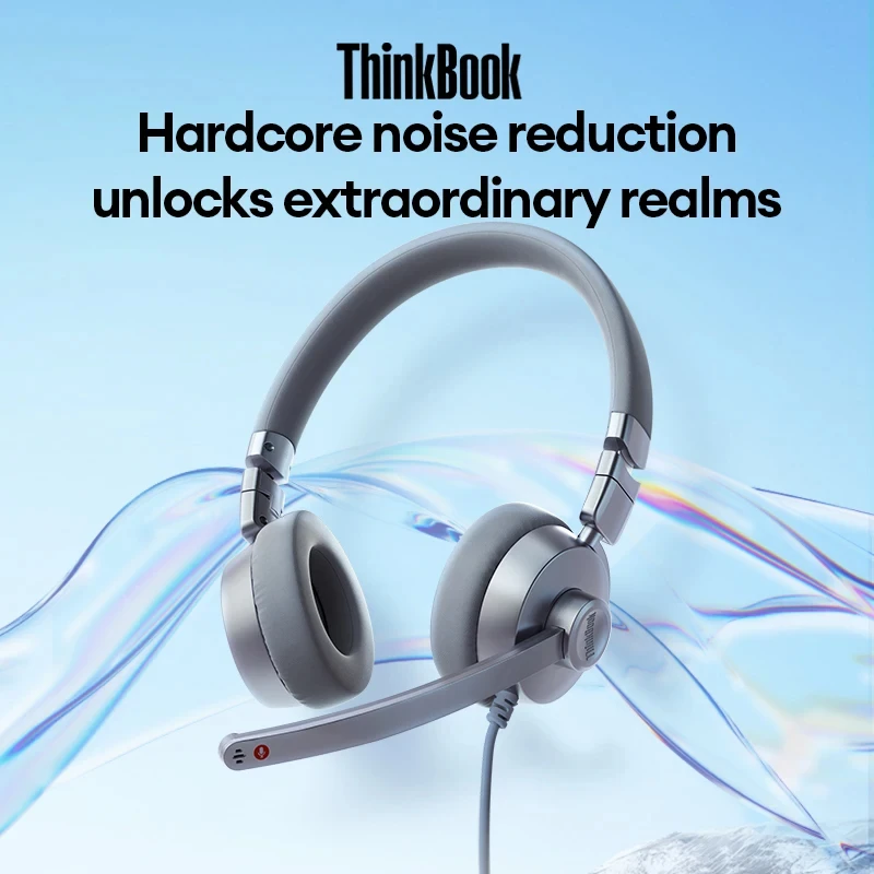 New Lenovo ENC80 Over Ear Earphones ANC Noise Cancelling Line Control Headset HD Calling Office Music Stereo Earbuds With Mic