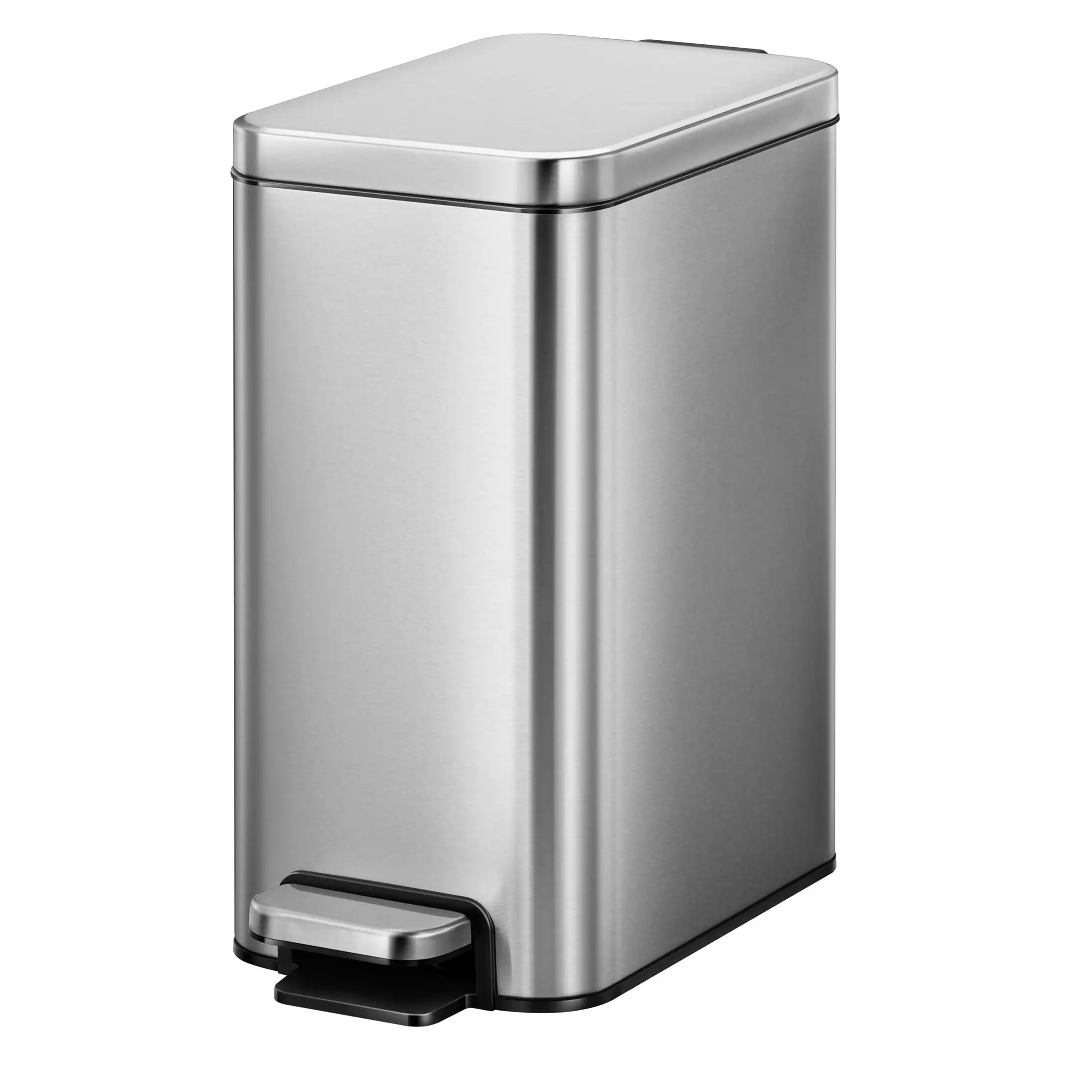 2.6G Slim Stainless Steel Step Trash Can; Bedroom Bath Office Step Can The perfect trash can for your bedroom or office