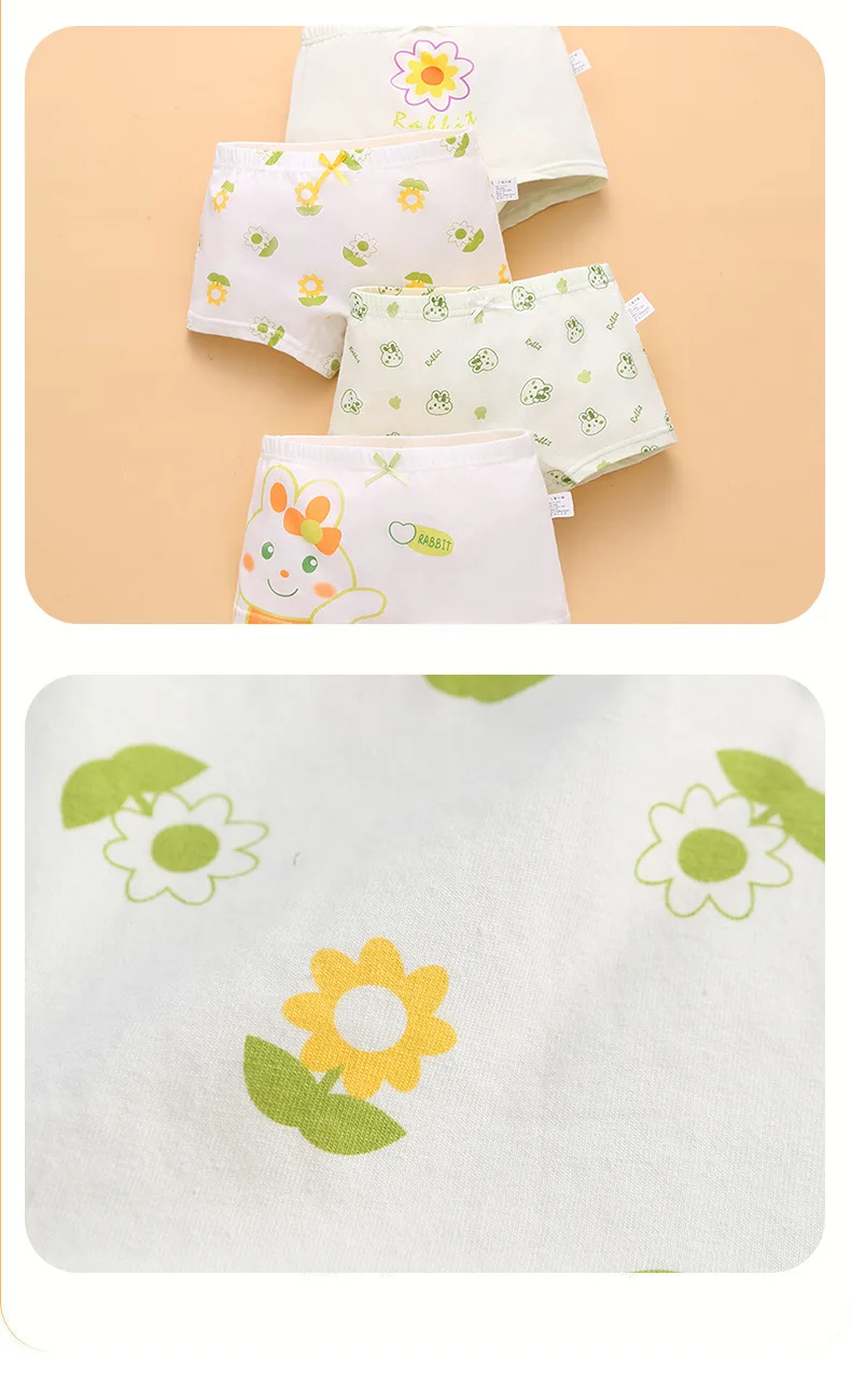4er-Pack 7A Antibakterielle Mädchen-Baumwoll-Boxershorts mit Cartoon-Print, atmungsaktive Unterwäsche für große Kinder, kein Hochrutschen, kein Reiben – Detail 10