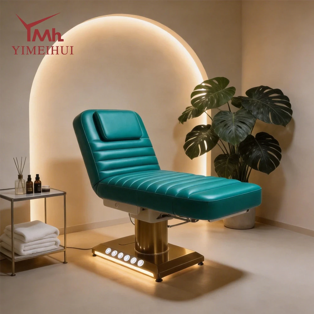 Pink Aesthetic Chair Cosmetic Spa Bed Electric Facial Chair Synthetic Leather Beauty Salon Lash Massage Bed