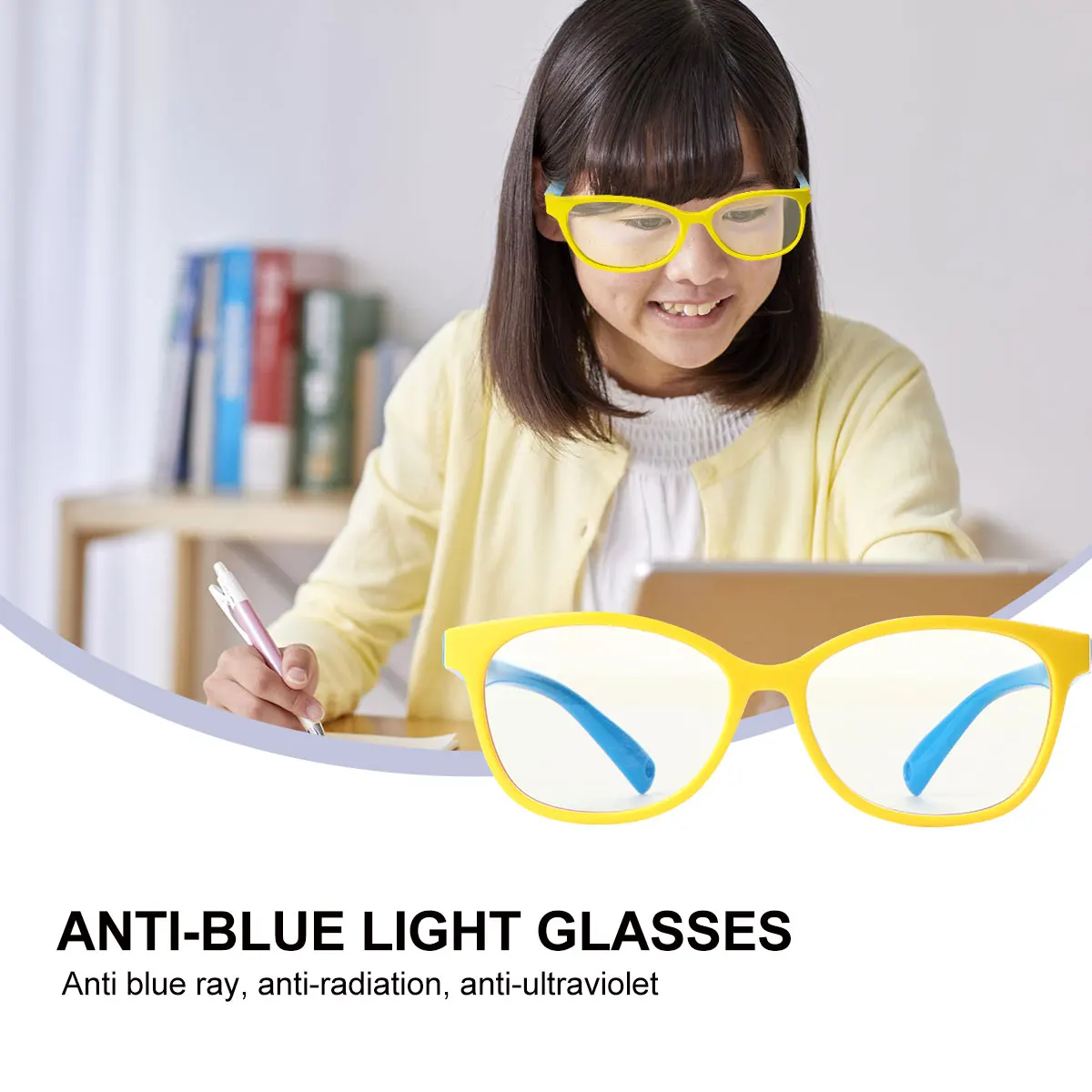 

Light Glasses For Kids Women Men Flat Lens Silicone Goggles Lightweight Durable Comfortable Frame Home Office School