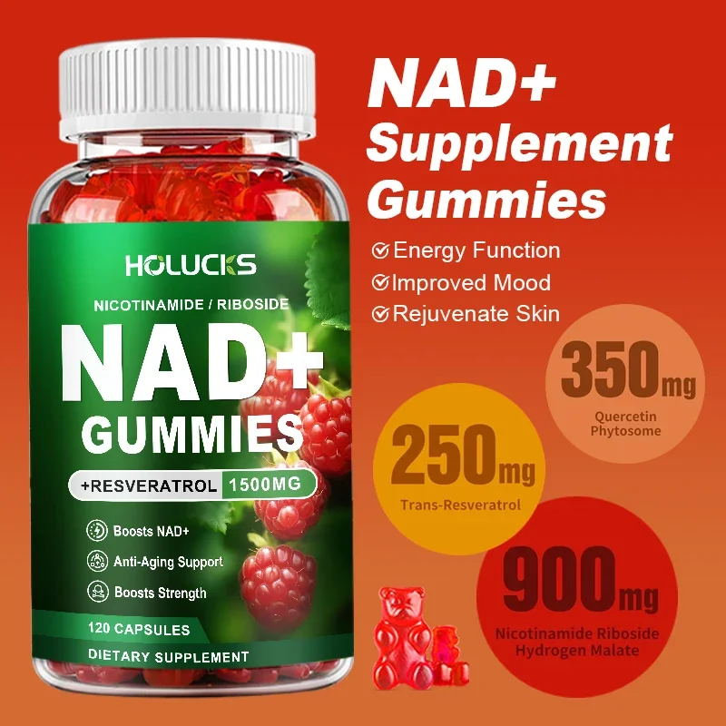 NAD Gummies, Suplemento Liposomal NAD, NAD Nicotinamida Riboside Resveratrol 900mg, Suplemento NAD+ para Hombres y Mujeres