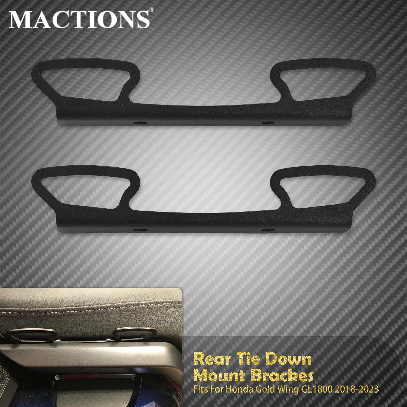 Motorcycle Passenger Seat Rear Tie Down Mount Bracket For Honda Gold Wing GL1800 2018-2023 2022 2021 Left Right Pair Black Metal