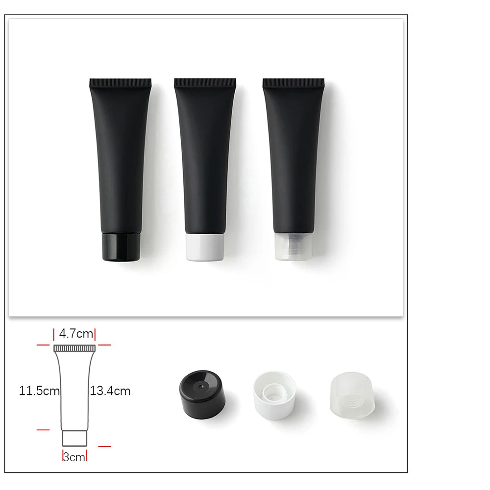Bottiglia da spremere da 50 ml 50 g Tubo morbido in plastica nera opaca satinata Contenitore riutilizzabile da viaggio per crema cosmetica vuota