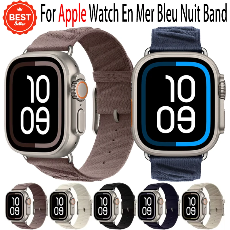 Нейлоновый ремешок Ocean для Apple Watch Ultra 10 9 8 7 6 5 4 SE Удобный прочный браслет iWatch 49 мм 45 мм 46 мм 42 мм 41 мм 44 мм 40 мм