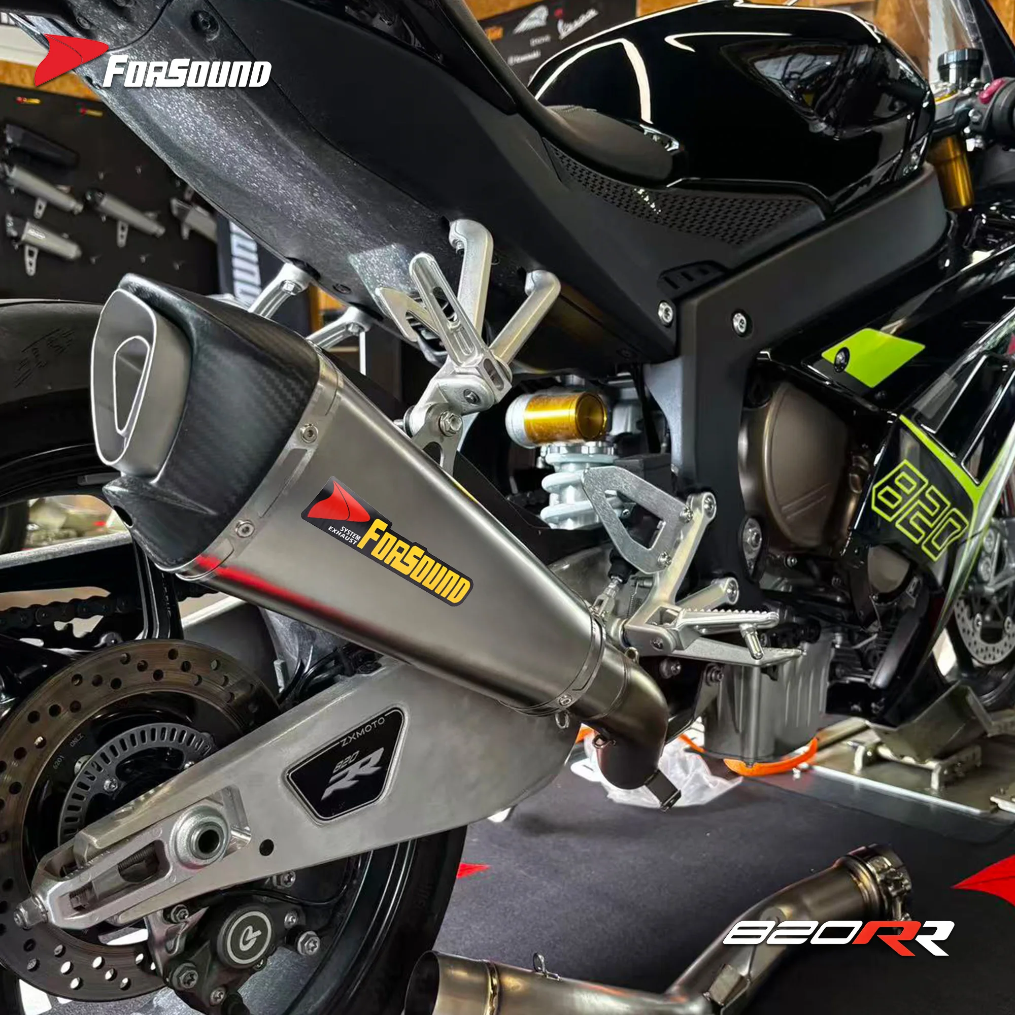 Forsound Factory Wholesale Price ZXJC 820RR Titanium Exhaust Valved Muffler with Mid Pipe Resonator