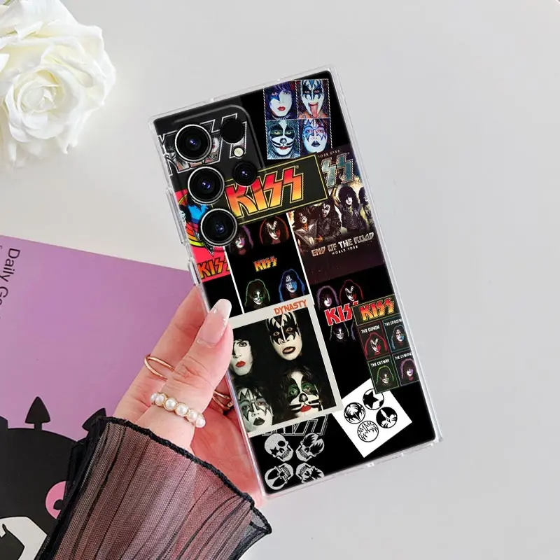 Capa de Telefone Kiss Band para Samsung, Capa Transparente, Banda de Rock, S24, S23, Ultra 5G, S22, S20, S10 Plus, S21, FE, Galaxy S24Ultra