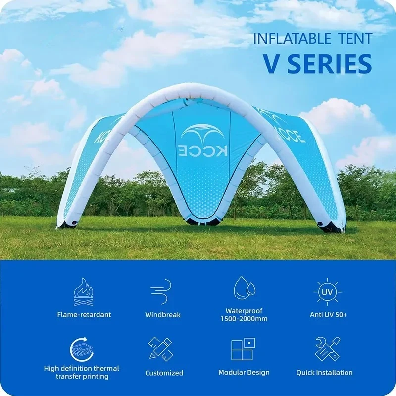 KCCE Custom Logo V Shape Waterproof Inflatable Advertising Tent Inflated Airtight Gazebo Canopy Tent for Brand Promotion