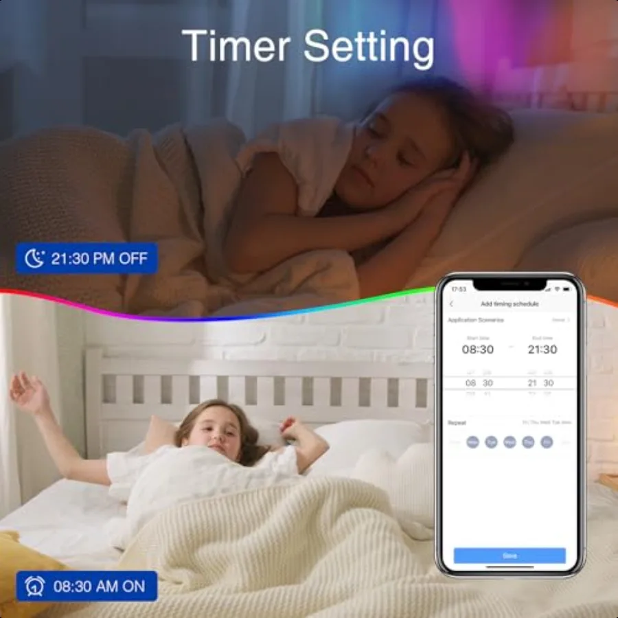 Led Lights for Bedroom 65.6ft Music Sync Color Changing Strip Lights with Remote and App Double Control RGB Led Strip Light for