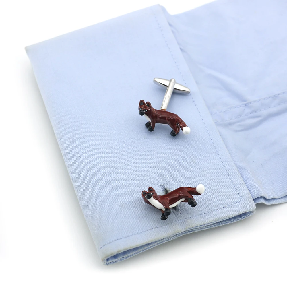 أزرار أكمام عصرية للرجال من iGame باللون البني بتصميم ثعلب عالي الجودة من مادة النحاس أزرار أكمام على شكل حيوانات للبيع بالجملة والتجزئة #5