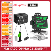 HILDA Laser Level Self-Leveling 360 Horizontal And Vertical Cross Super Powerful Green Laser Beam Line 3D /4D
