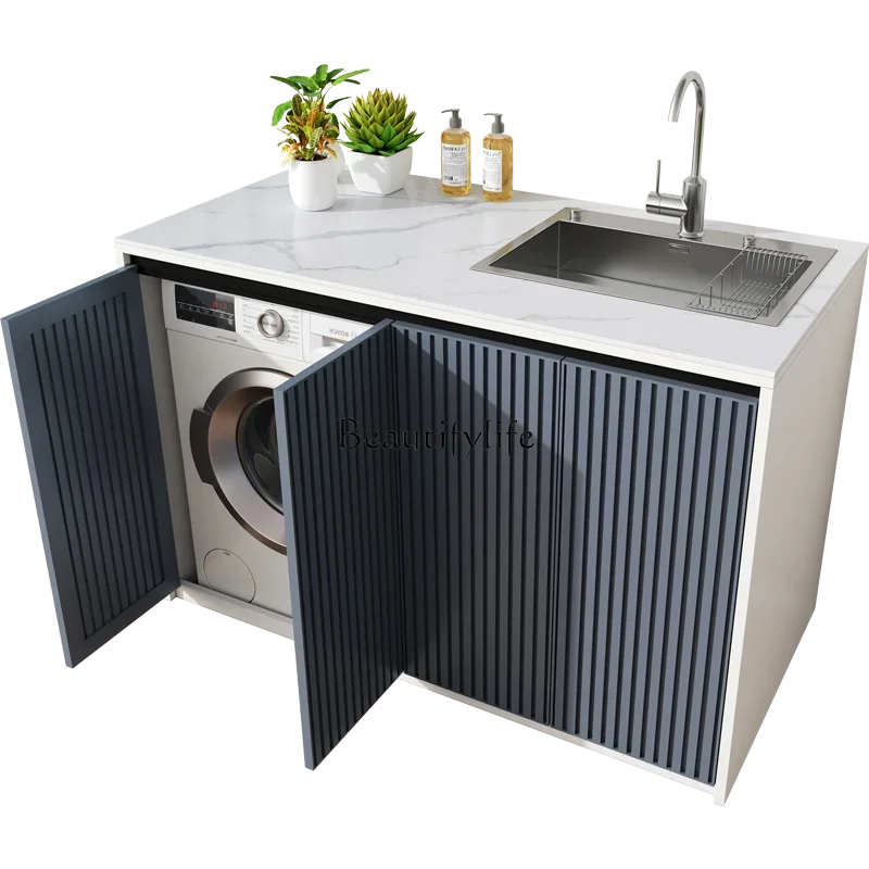 

FG26*All-aluminum washing machine integrated cabinet with sink rock slab waterproof washbasin custom