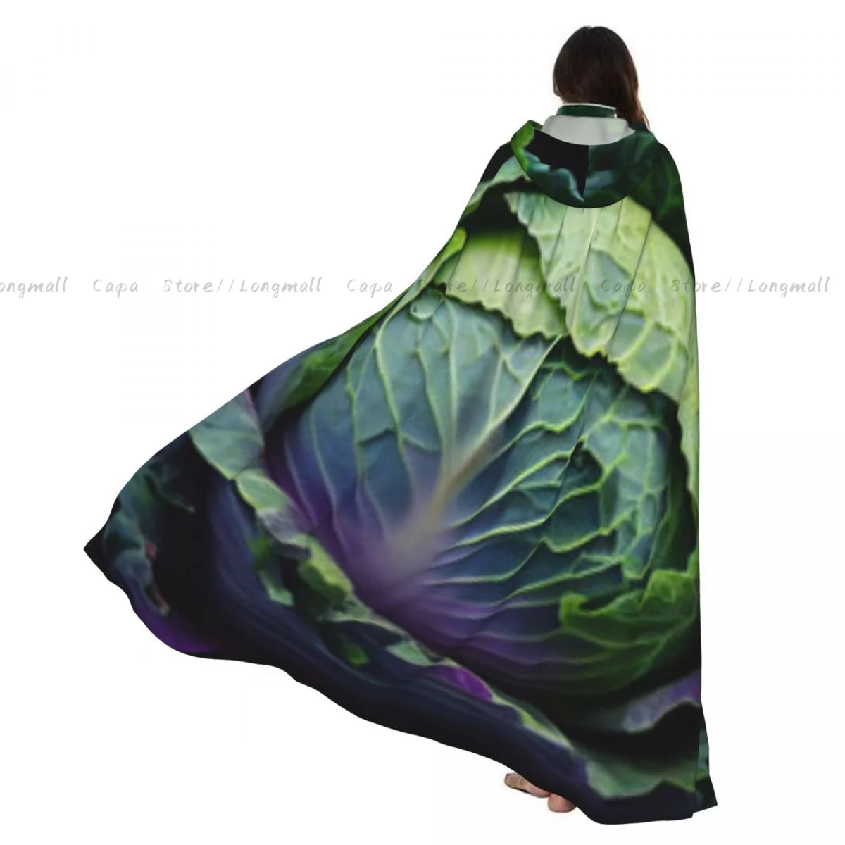 

Adult Vampire Cape Hooded Robe Cabbage With Leaves Halloween Cloak Full Length Cosplay