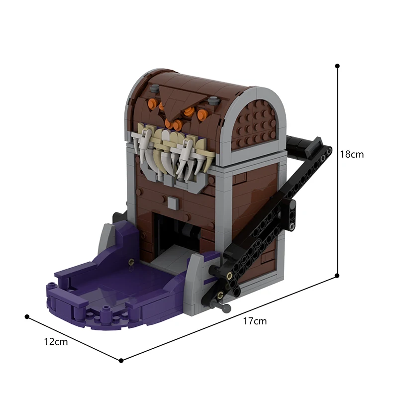 MOC-Mimic Dice Tower Building Blocks, Dragons Game, Throwing Treasure Box, Monsters DIY Bricks, presente de aniversário para adultos e crianças