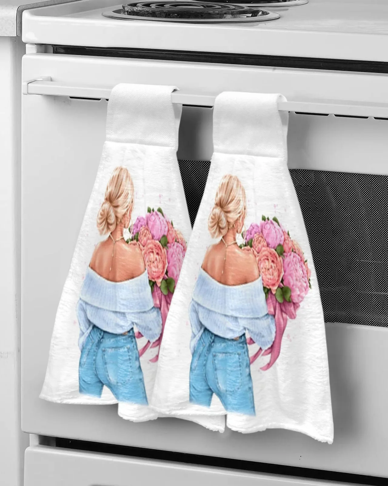 子供用の吸収性マイクロファイバーハンカチ,バスルーム,キッチン,食器洗い機用の花柄タオル