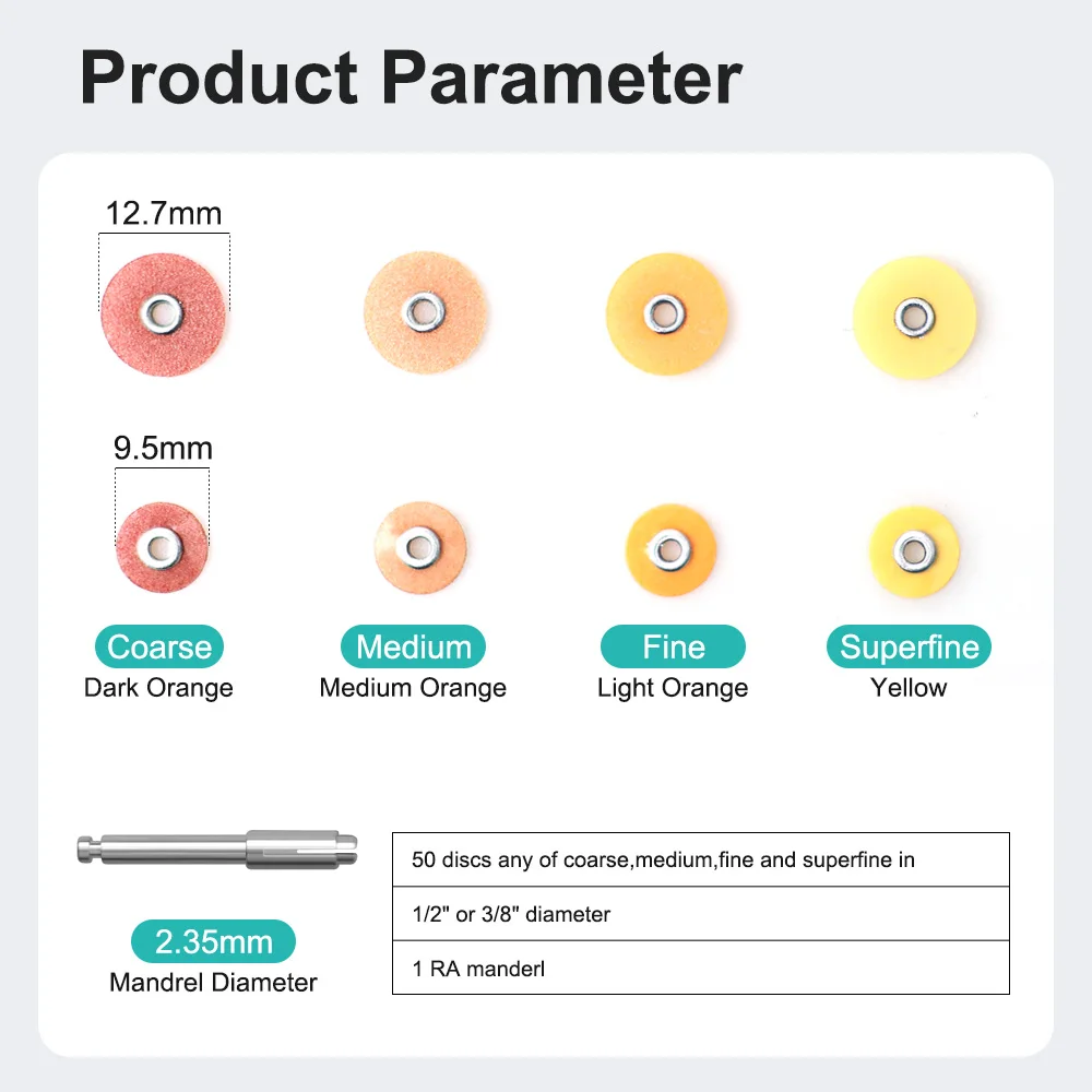 50Pcs/Bag Dental Finishing and Polishing Discs Composites Ceramics and Glass Ionomer Restorations 135℃ Autoclavable