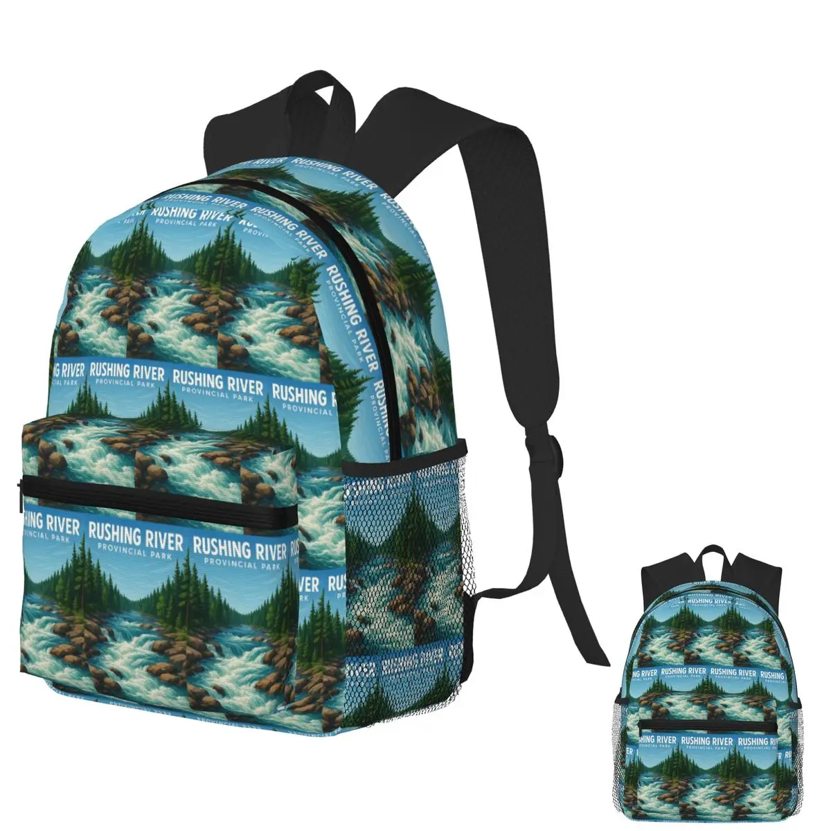 

Rapids At Rushing River Provincial Park, Ontario Backpack School Bag Hiking Travel Daypack for Men Women Bookbag Shoulder Bags