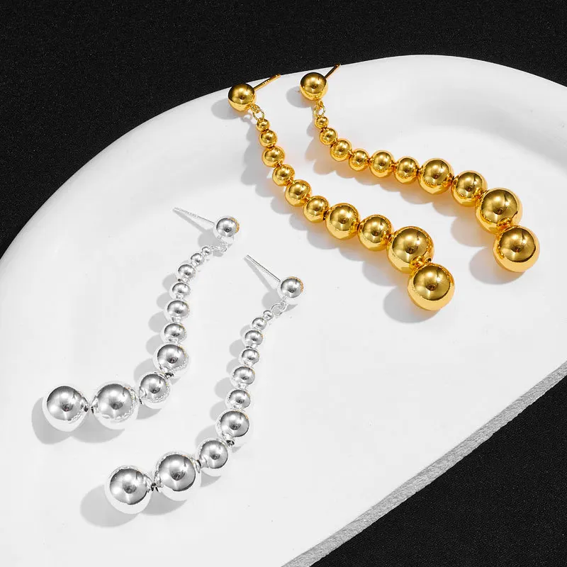 Gradual ball sphere long earrings for women extra statemen earrings minimalist simple elegant winter jewelry new in