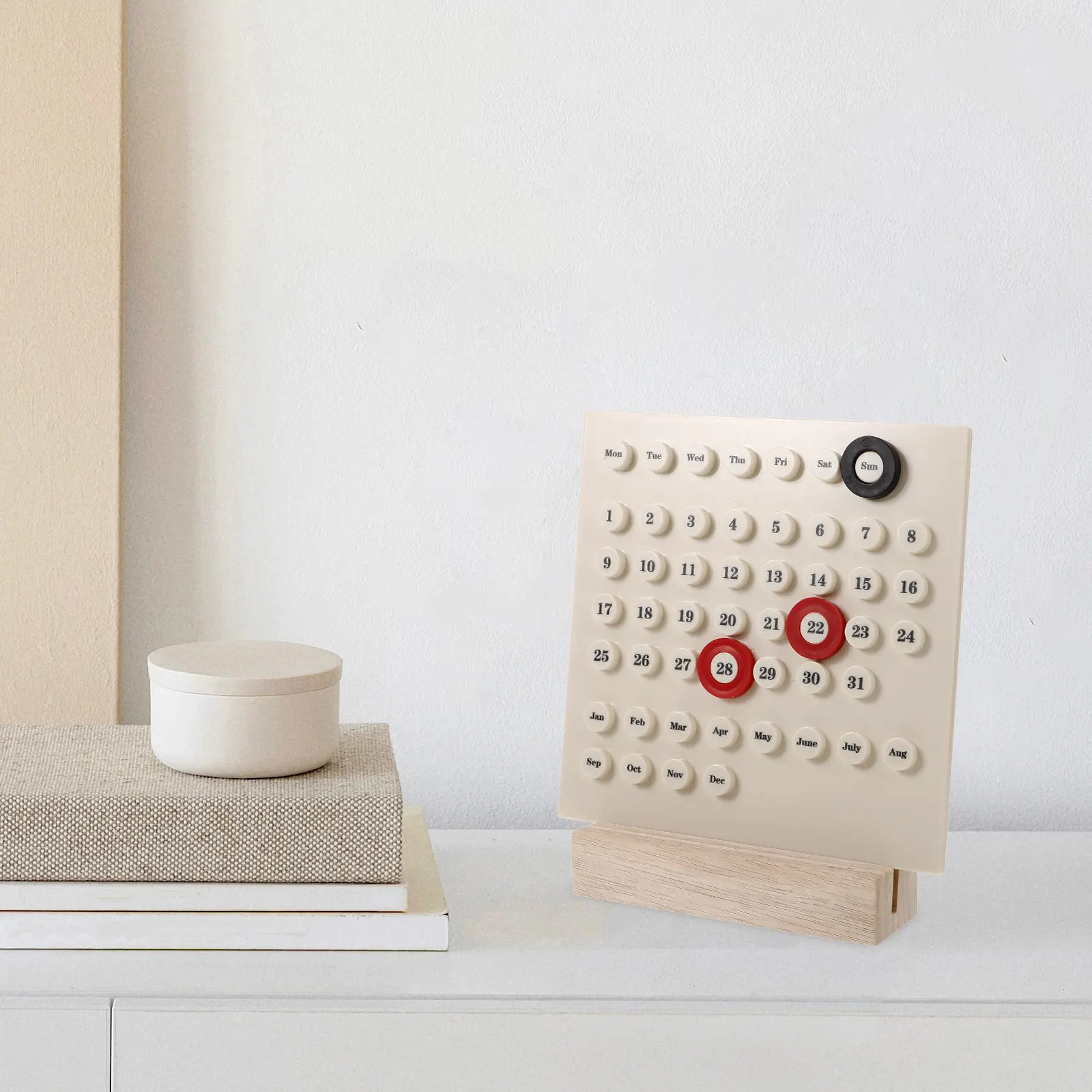 

Vintage DIY Perpetual Calendar Milk White Standing Desk Calendar 2024-2025 Monthly Desktop Countdown Office Decor