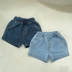 Summer Children Denim Shorts for Boys Girls Solid Color Jean Shorts Korean Kids Clothes 2024 Trendy Pants Costume 2-5 Years Old