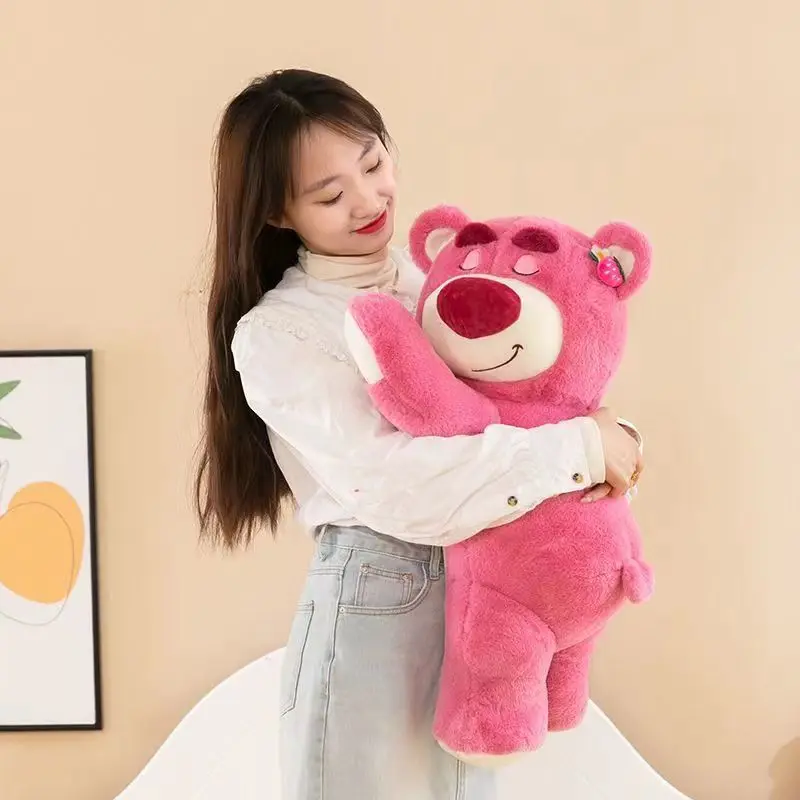 40/55cm Disney Cute Lotso Plush Toys Cartoon Strawberry Bear Plush Doll Soft Pillow Girls‘ Kawaii Bear Stuffed Doll Kid Gifts