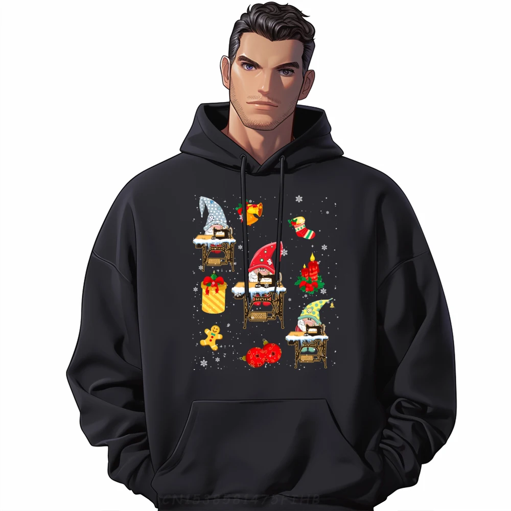 

Cute Sewing Gnomes Funny Christmas Gnomes Sewing Quilting Graphic Sweatshirts Men Oversized Man Clothes Graphic