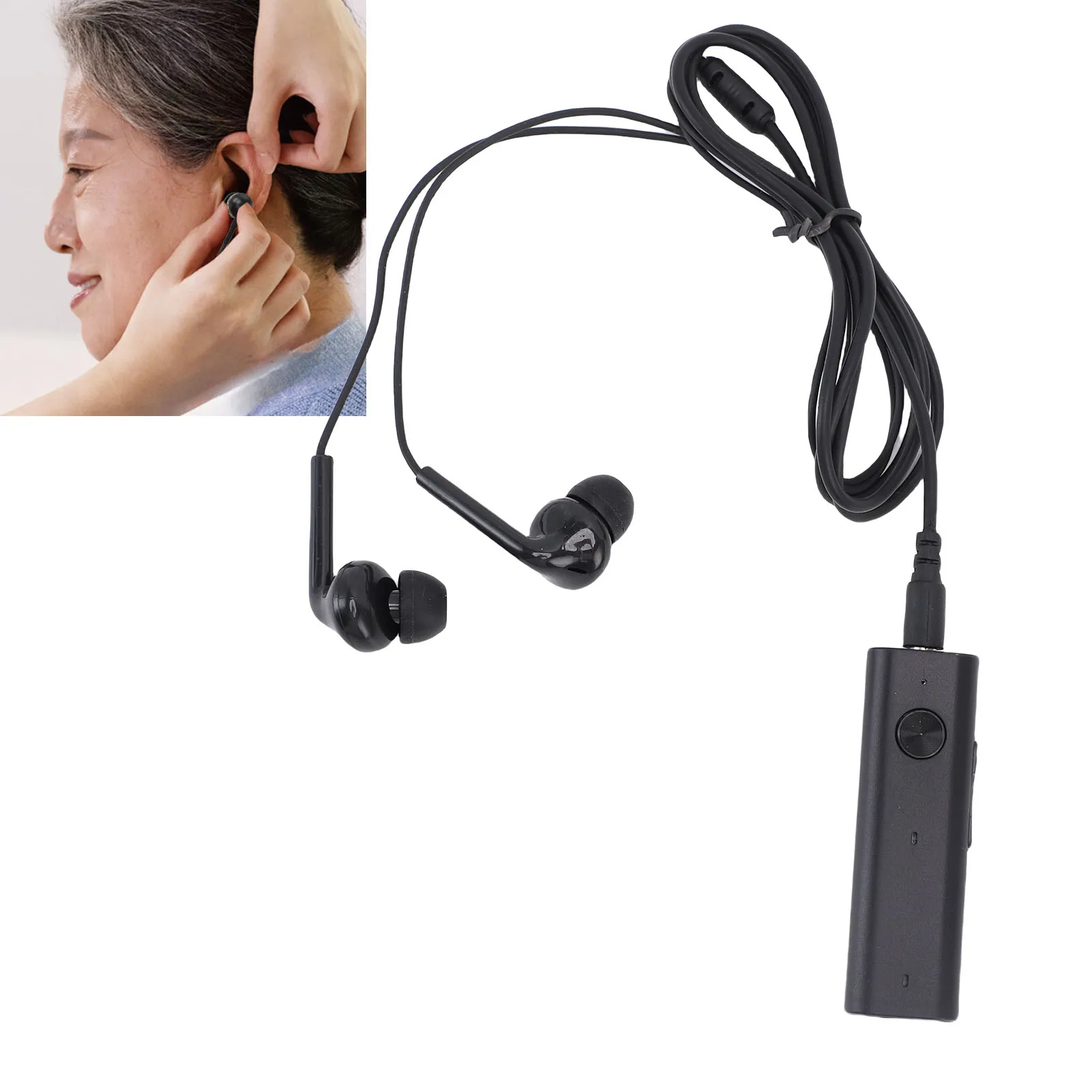 Sound Aid Ear Amplification Device Noise Reduction Rechargeable Adjustable Collar Clamp Ear Sound Amplifier for Seniors