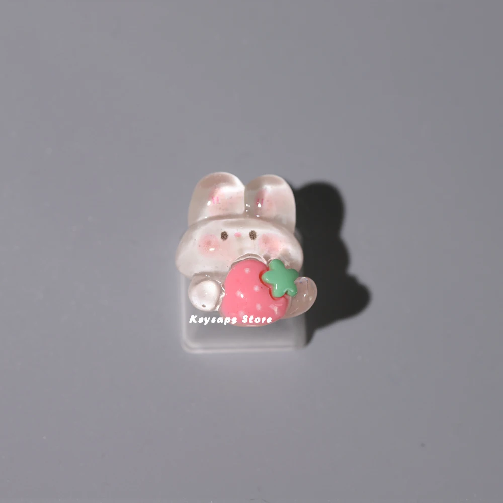 Bonito Pentagram Coelho Keycaps, menina bonita Keycaps transparentes teclado mecânico, presente personalizado, rosa, 1Pc