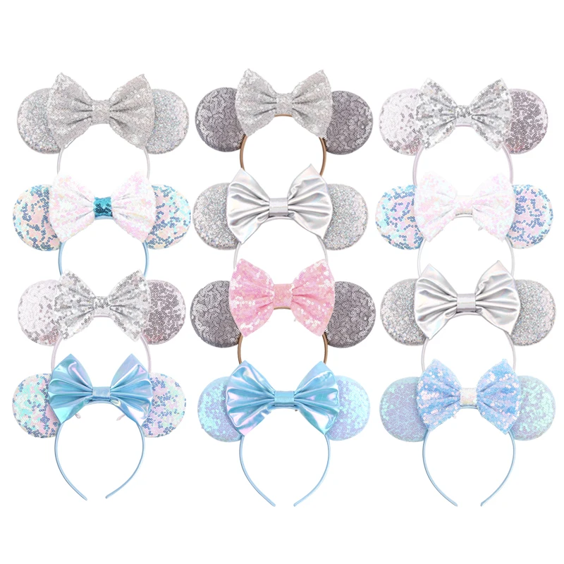 1 Stück Elegantes Damen-Haarband Silberne Pailletten Schleife Mausohren-Stirnband Themenparty Geburtstag Auftritts-Accessoire Mädchen Haaraccessoire