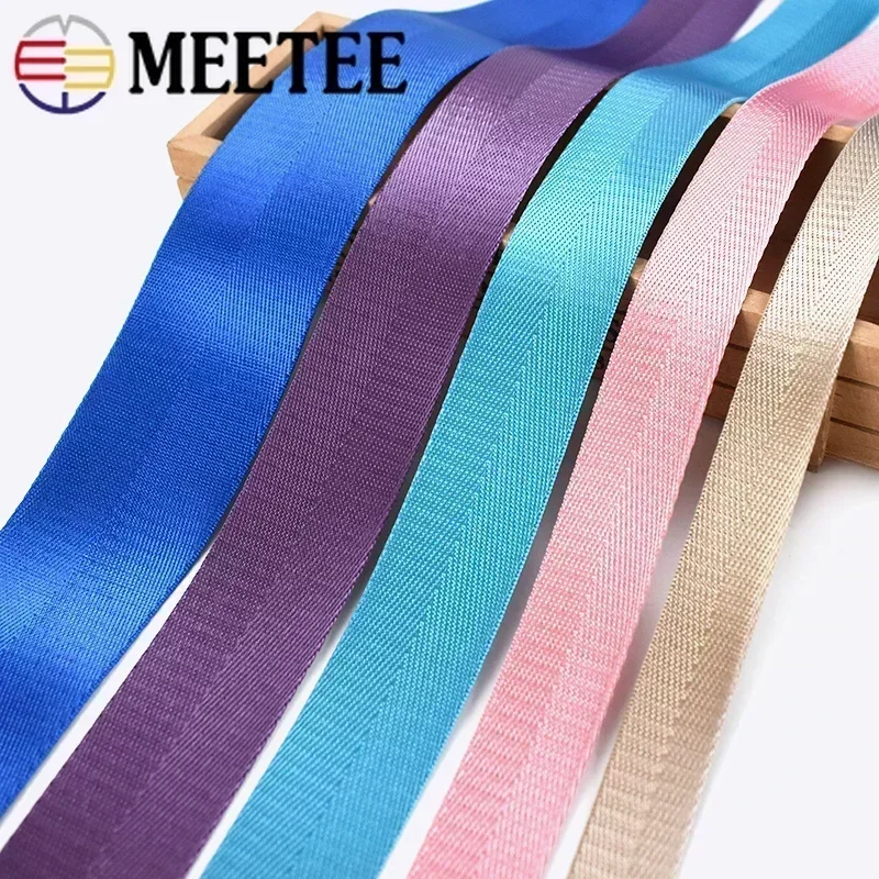 10Meters Meetee 20-50mm Nylon Webbing Band Bag Strap Lace Ribbon Tape DIY Belt Sewing Bias Luggage Binding Trims Accessories