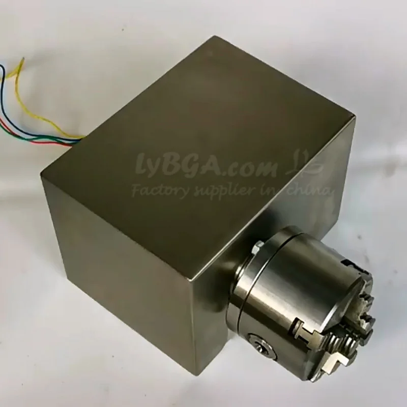 LYCNC Rotary A-axis for CNC Milling Machine 4th Axis CNC Indexing Head 3-jaw 4-jaw Chuck 100mm Center Height 65mm Moto 57mm