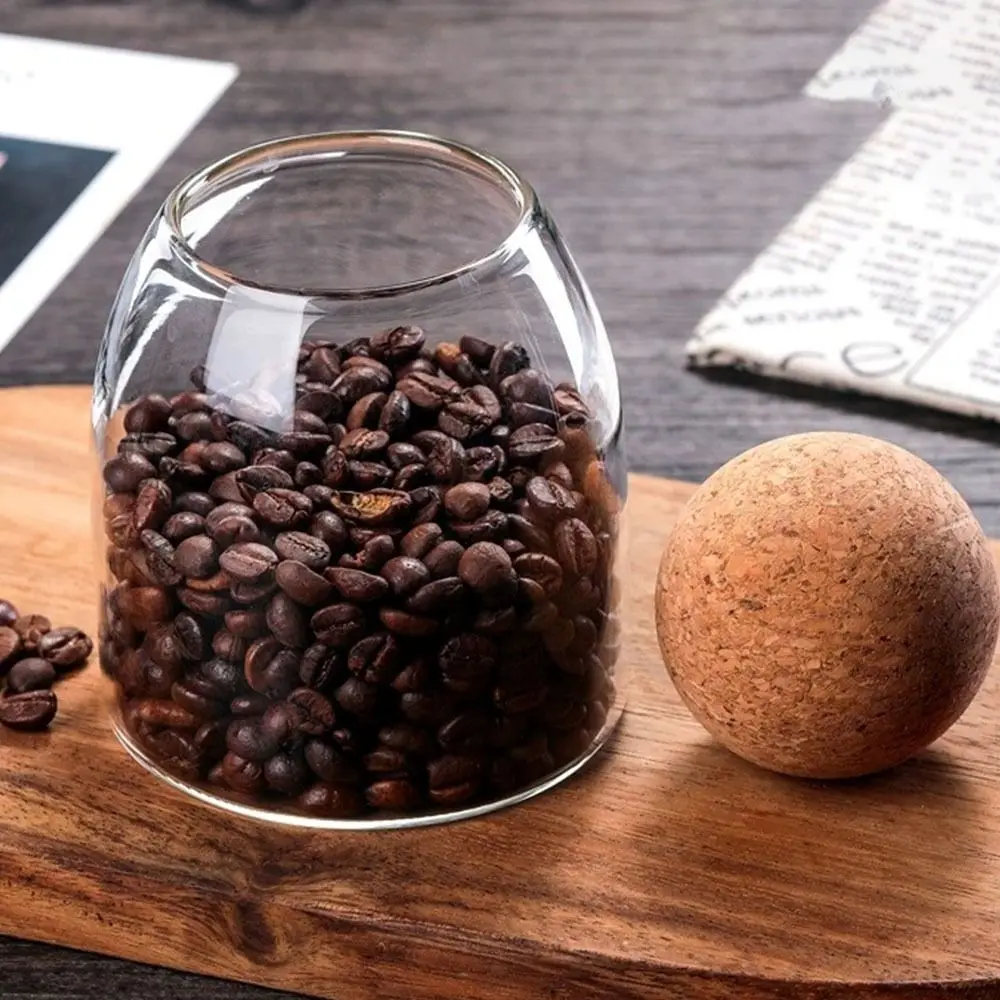 Glass Storage Bottle Tea Coffee Sugar Food Storage Can Sealing Jar Household Storage Organizer with Cork Ball Lid