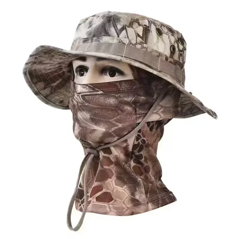 Bivakmuts Viskap Full Face Mask Set Heren Zomer Snapback Zonnehoed Outdoor Jacht Camouflage Bivakmuts Fishier Man Hoed