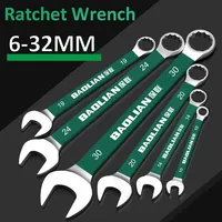 Durable Wrench 6-32mm Plum Blossoms Open Combination Wrench Professional Vanadium Steel Ratchet Spanner Auto Tools for Repairing