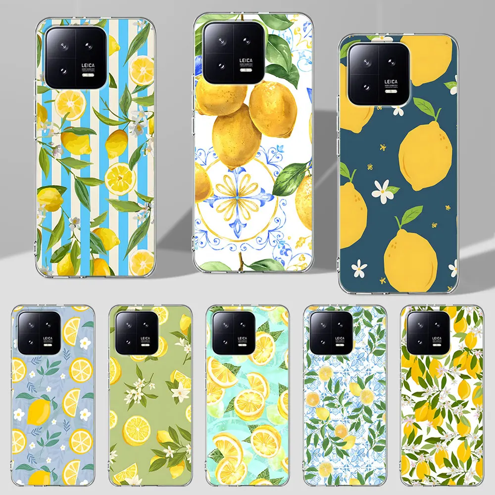 

Summer Fruits Lemon Transparent Case for Xiaomi Mi 11 9 9T 13 12 12T 11i A2 11T 12X 10 8 10T Pro 6X A2 A3 Lite Soft Phone Cover