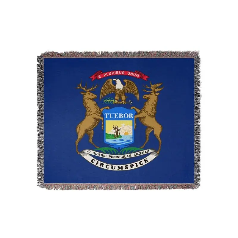 Aertemisi Michigan United States of America Jacquard Fringed Woven Throw Blanket