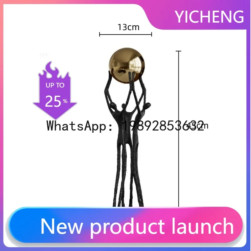 

Металлическая скульптура в виде человека, имитирующая фигуру, с золотым шаром, фигурка-носитель шара, металлическая статуэтка, аксессуары для домашнего декора