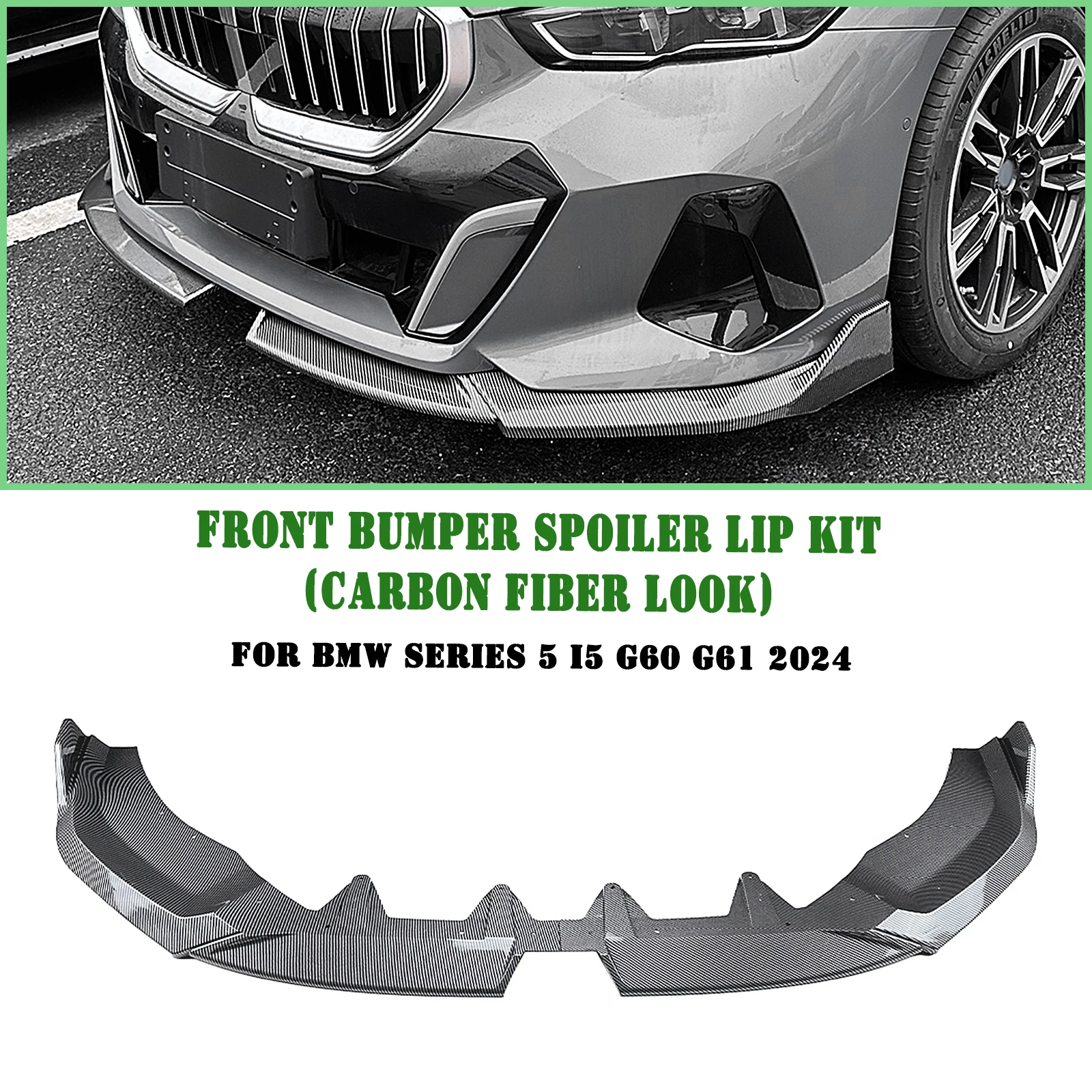 

For BMW 5 Series I5 G60 G61 M Sport 2024-up Front Bumper Spoiler Lip Carbon Fiber Look/Gloss Black Lower Splitter Body Protector