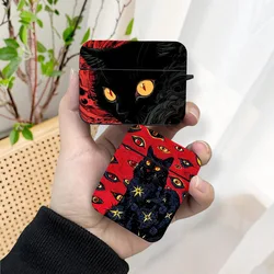 Cool Dark Funny Cat AirPods Case Black Wireless Bluetooth Earphone Case for Apple Airpods 1 2 3 Pro 2 Protective Case