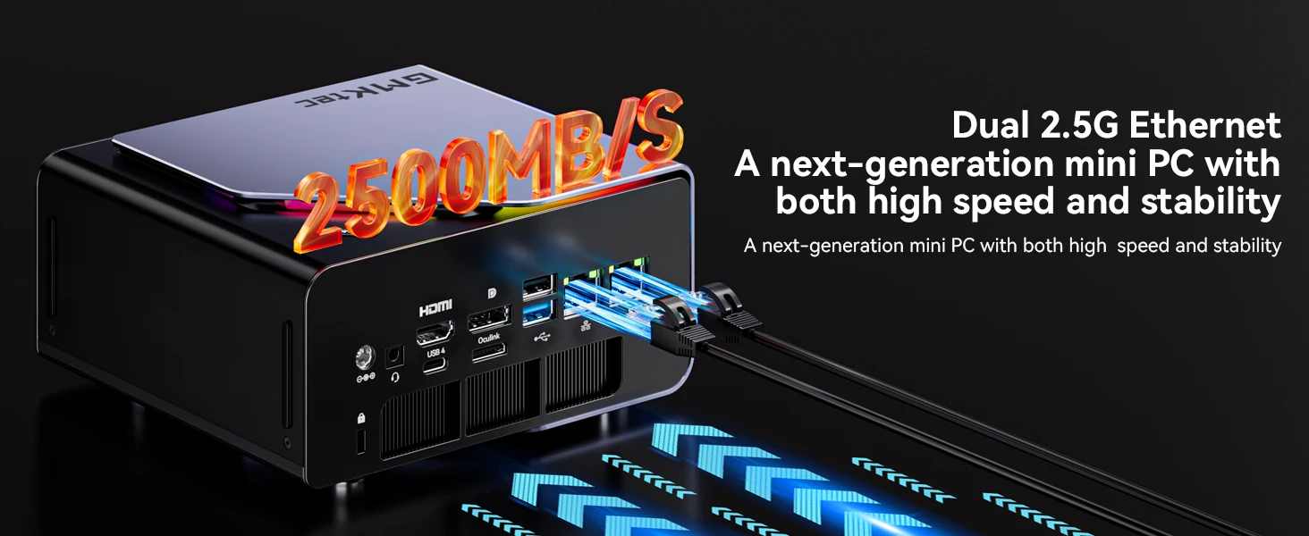 GMKtec K12 Mini PC AMD Ryzen™ 7 H 255 Dual DDR5 5600MT/s 3*SSD PCIe4.0 WiFi 6 BT 5.2 Dual 2.5G LAN OCulink Desktop Computer