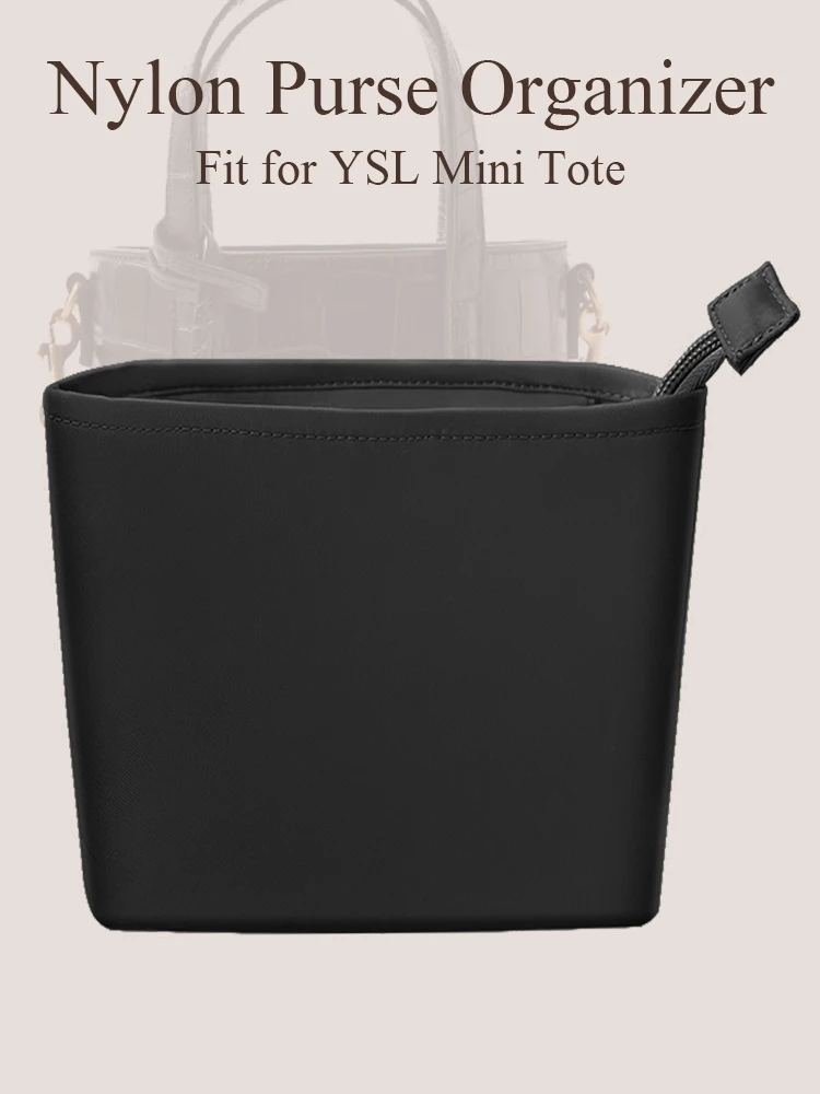 

Nylon Purse Organizer Insert for YSL Mini Tote Bag Zipper Storage Inner Liner Bag Cosmetics Bag Black Handbag Organizer Insert