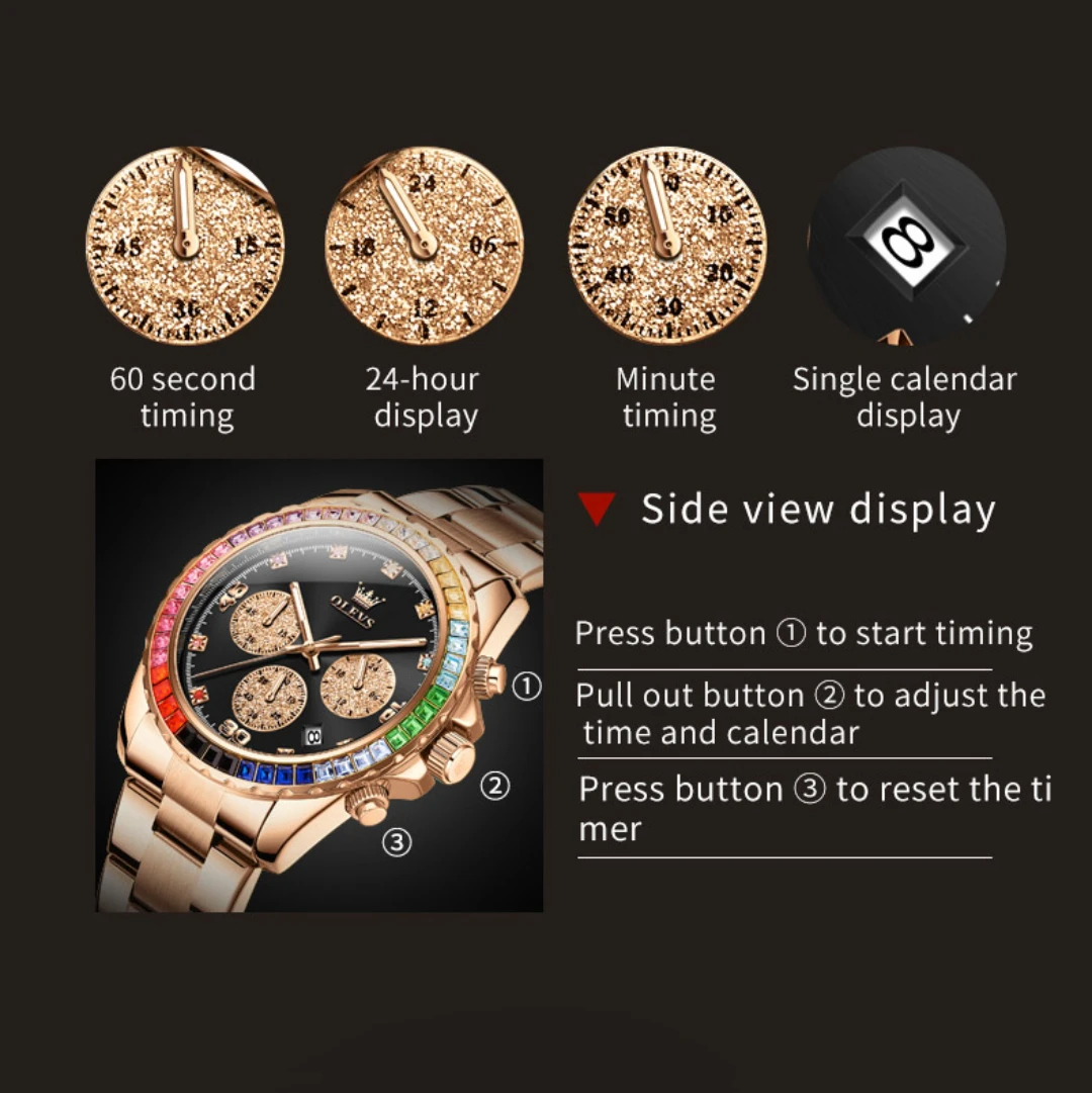 OLEVS 2939 Modny zegarek kwarcowy Prezent Pasek do zegarka ze stopu Okrągła tarcza Zegarek na rękę Kalendarz Mała sekunda