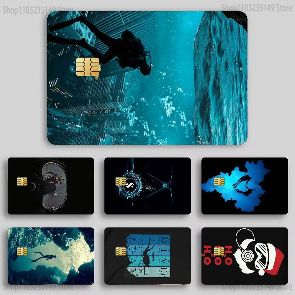 Scuba Diving Card Sticker Diy Decorate Exquisite Bank Card Decals Patch Documents Birthday Gift