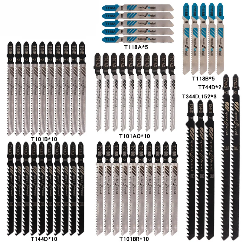 55 Pcs Scroll Saw Blade Set - Fine and Medium Tooth Blades for Metal and Wood Cutting - Aluminum & Woodworking Blade Combo